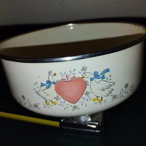 Vintage enamel metal bowl